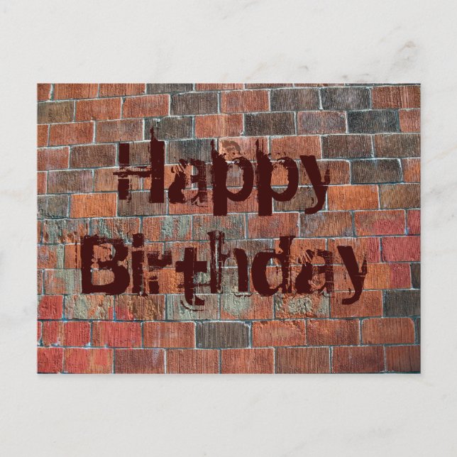 Happy Birthday brick wall Postcard (Front)