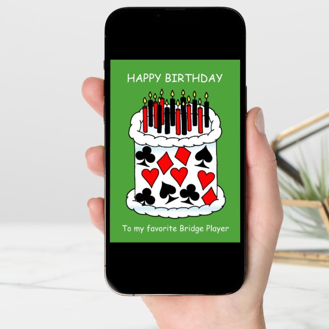 Happy Birthday Bridge Player Card (Front Digital)