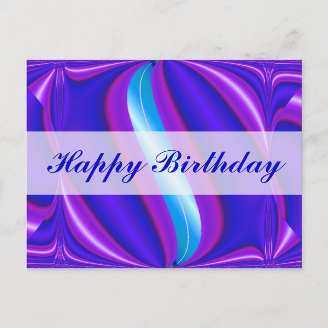 Happy Birthday bright blue Postcard (Front)