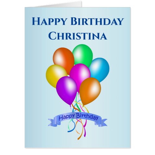 Happy Birthday Bright Colorful Balloons Banner  Card