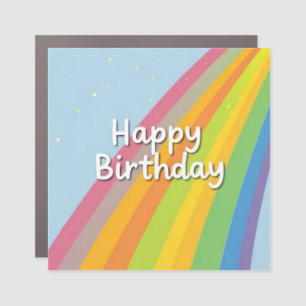Happy Birthday Bright & Colorful Rainbow Car Magnet