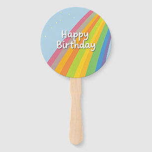 Happy Birthday Bright & Colorful Rainbow Hand Fan