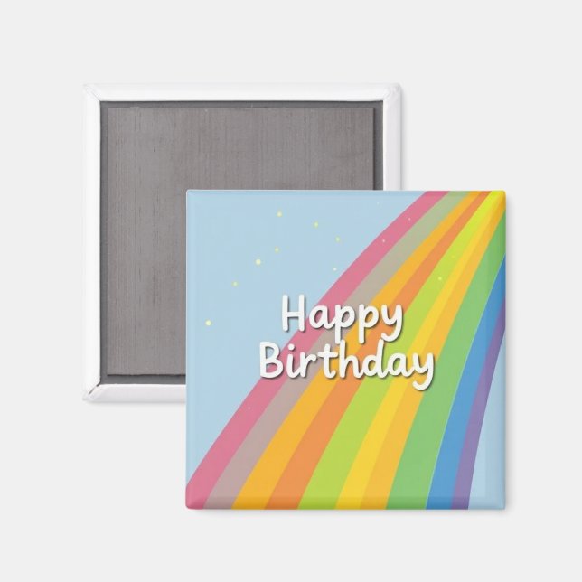 Happy Birthday Bright & Colorful Rainbow Magnet (Front/Back)