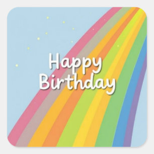 Happy Birthday Bright & Colorful Rainbow Square Sticker