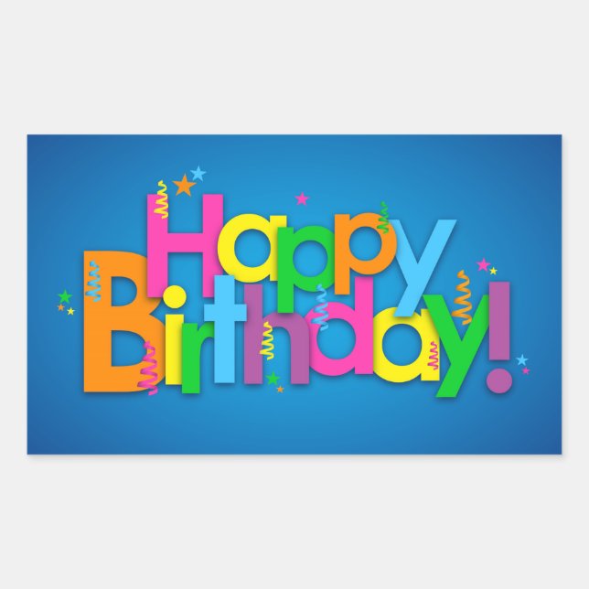 Happy Birthday - Bright Colors Rectangular Sticker (Front)
