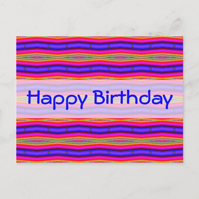 Happy Birthday bright pink blue Postcard (Front)