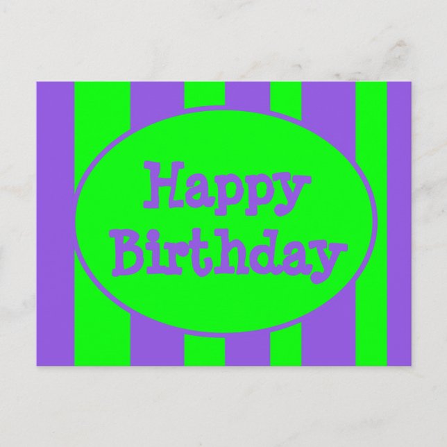 Happy Birthday bright stripes Postcard (Front)