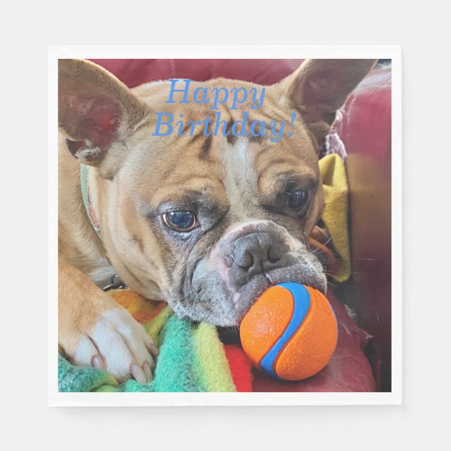 Happy Birthday Brindle Boston Terrier Napkins (Front)
