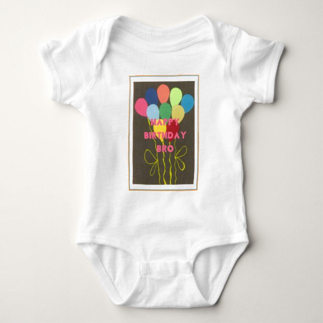Happy Birthday Bro Art Print Baby Bodysuit (Front)