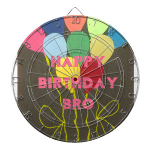 Happy Birthday Bro Art Print Dartboard With Darts