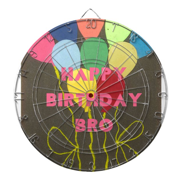 Happy Birthday Bro Art Print Dartboard With Darts (Front)