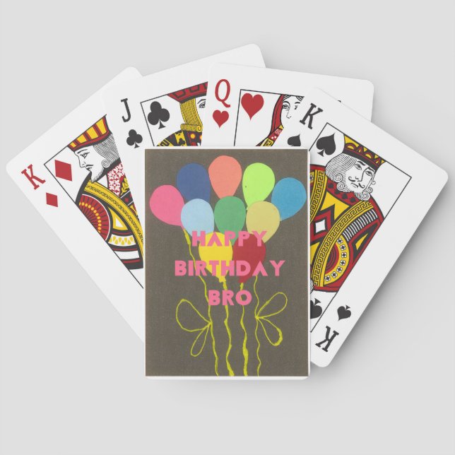 Happy Birthday Bro Art Print Poker Cards (Back)