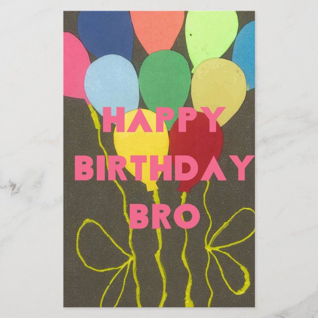 Happy Birthday Bro Art Print Stationery (Front)