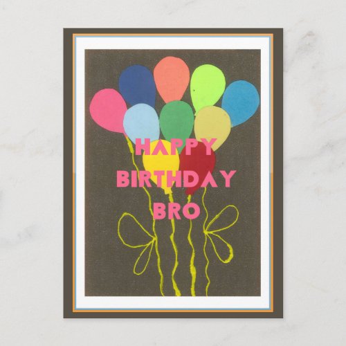 Happy Birthday Bro Postcard Horizontal Template