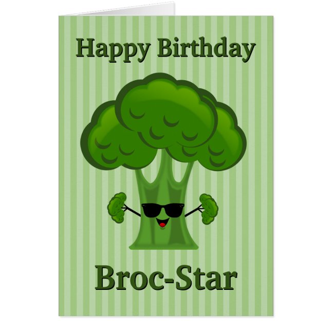 Happy Birthday Broc-Star Broccoli Cards (Front)