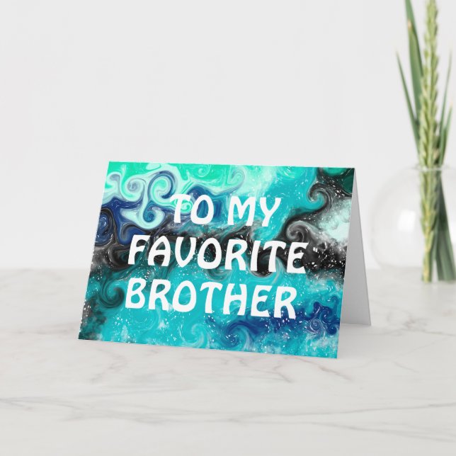 Happy Birthday Brother | Blue, Teal and Black Card (Front)