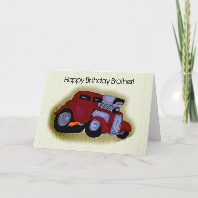 Happy Birthday Brother Car Greeting Card (Front)