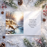 Happy Birthday Brother Deer Buck Card<br><div class="desc">This birthday card showcases a young buck deer gracefully drinking from a serene woodland stream. The scene is enhanced by bluffs and trees lining the waterbank, creating a tranquil nature setting, ideal for a special birthday. Personalize the title and inside greeting to make this card uniquely yours. Alternatively, you may...</div>