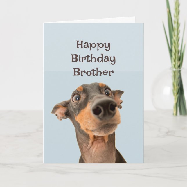 Happy Birthday Brother Funny Dog Humor Card (Front)