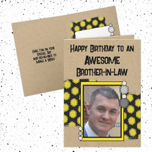 Happy Birthday brother in law photo yellow Card