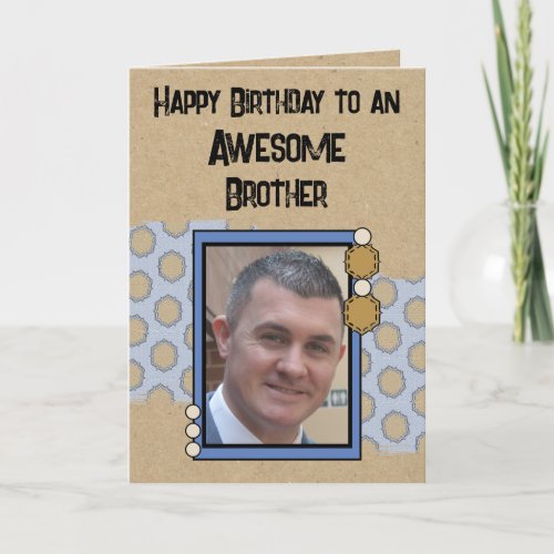 Happy Birthday brother photo blue Card