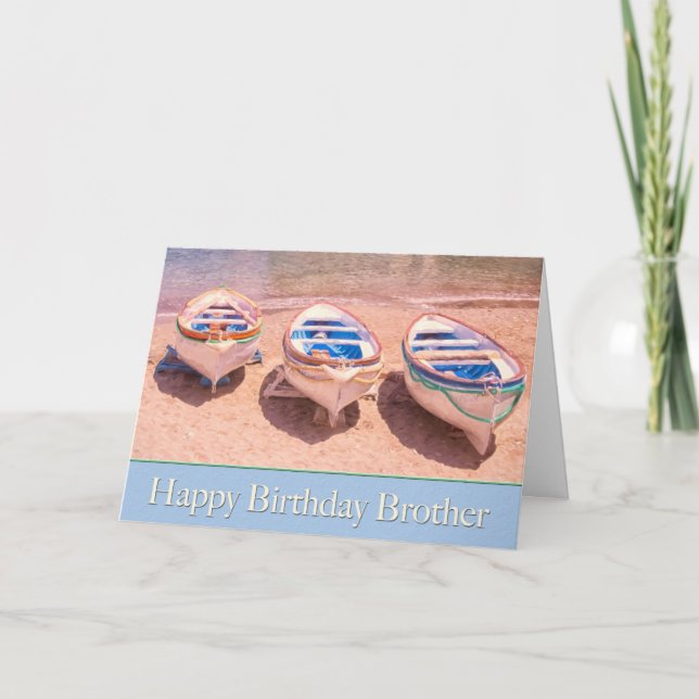 Happy Birthday Brother Row Boats Card (Front)