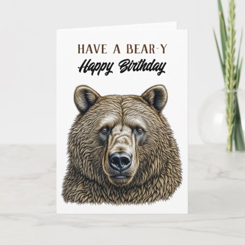 Happy Birthday Brown Bear Themed Card