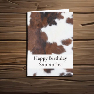 HAPPY BIRTHDAY BROWN COWHIDE CARD