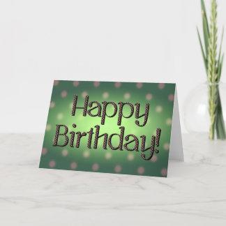 Happy Birthday Brown Polka Dot Text Green Bkgrd Card