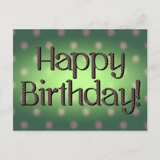 Happy Birthday Brown Polka Dot Text Green Bkgrd Postcard