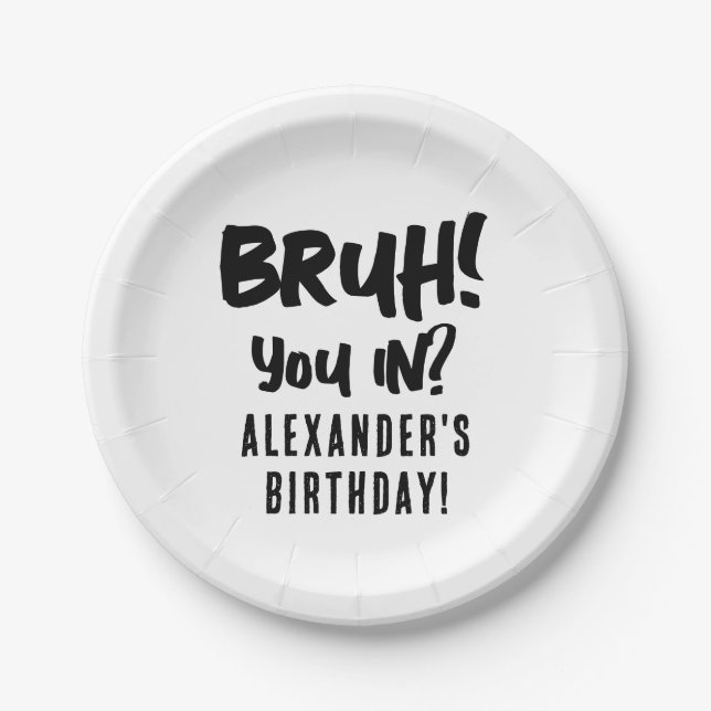 Happy Birthday Bruh Boy's Teenager Teen Boy Paper Plates (Front)