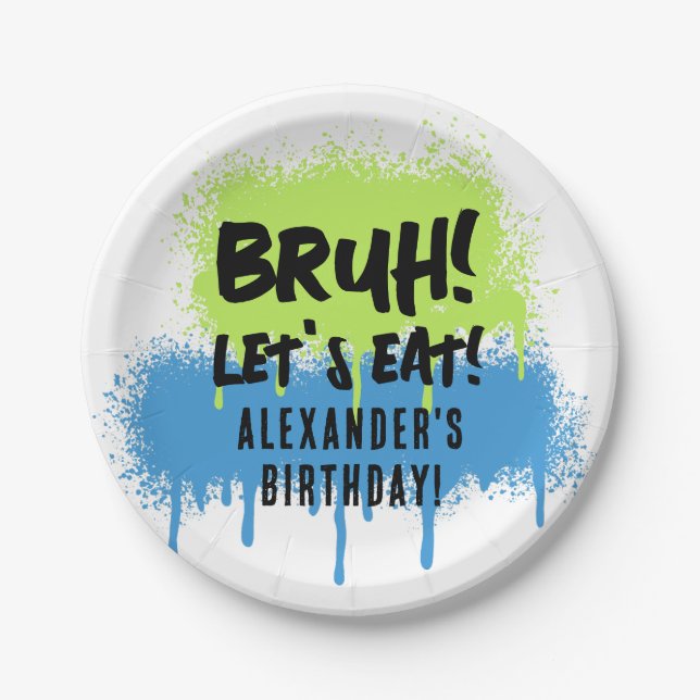 Happy Birthday Bruh Boy's Teenager Teen Boy Paper Plates (Front)
