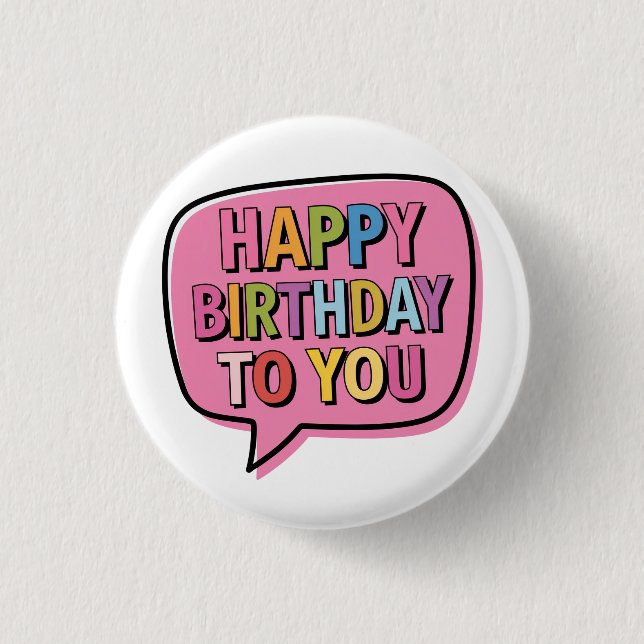 Happy Birthday Bubble Button (Front)