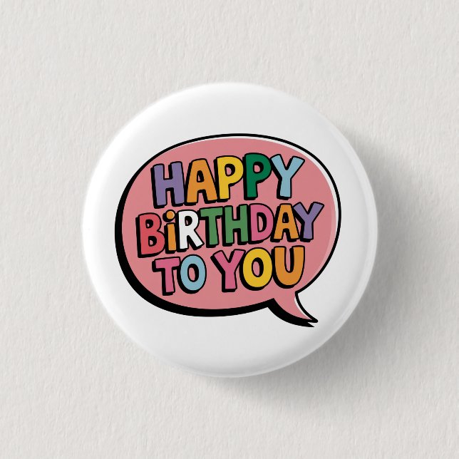 Happy Birthday Bubble Button (Front)