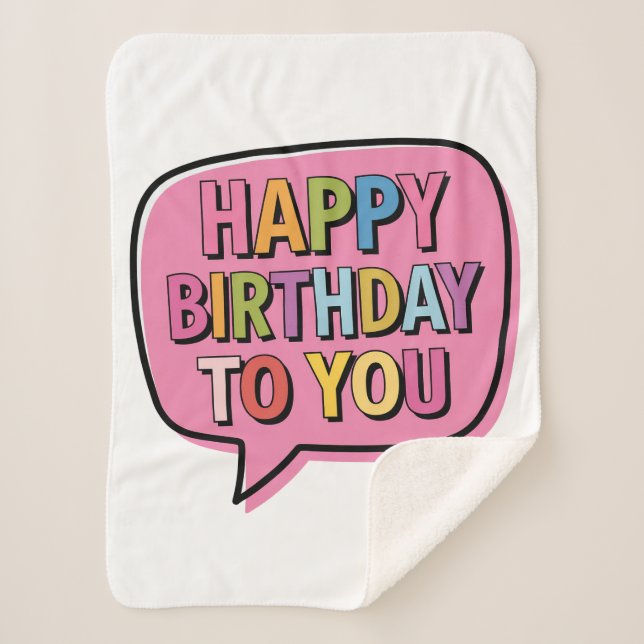 Happy Birthday Bubble Sherpa Blanket (Front)