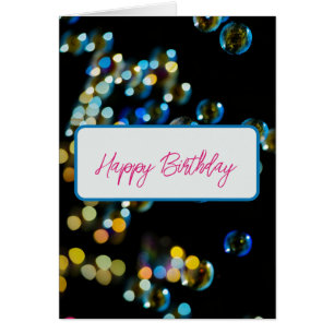Happy Birthday Bubbles Custom Text Greeting Card