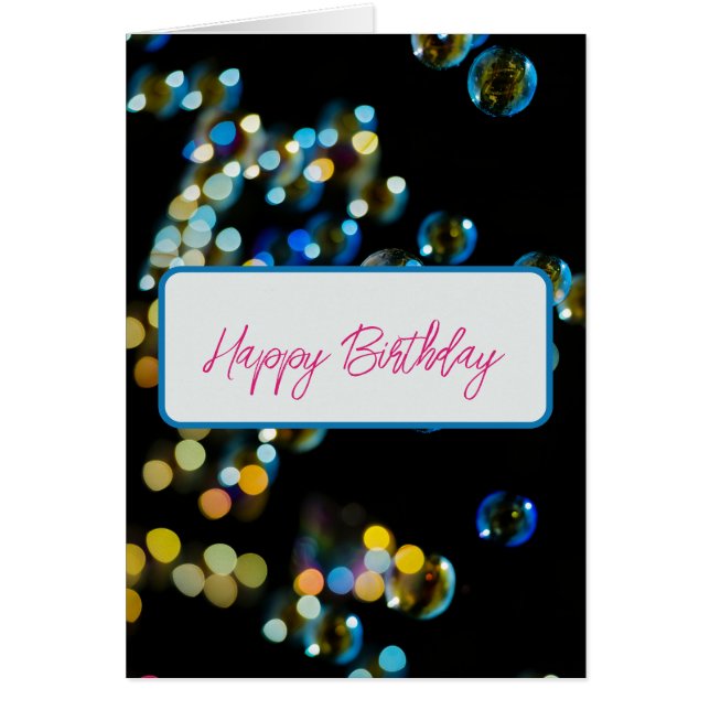 Happy Birthday Bubbles Custom Text Greeting Card (Front)