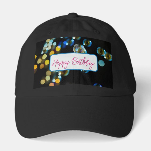 Happy Birthday Bubbles Custom Text  Hat (Front)
