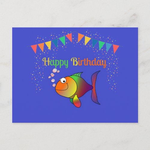 Happy Birthday Bubbles the Fish popular design Postcard