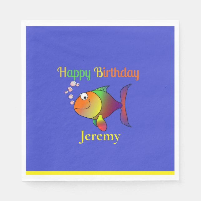 Happy Birthday, Bubbles the Fish template Napkins (Front)