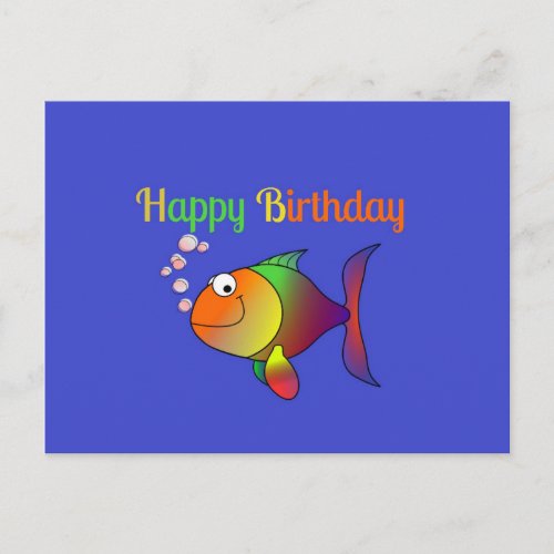 Happy Birthday Bubbles the Fish template Postcard