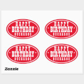Happy Birthday Buckaroo Red Oval Sticker | Zazzle
