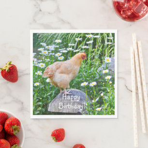 Happy Birthday Buff Orpington Chicken Napkins