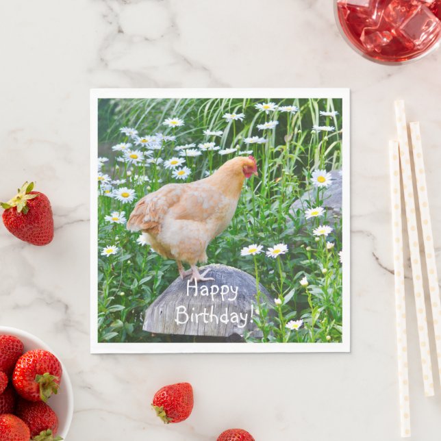 Happy Birthday Buff Orpington Chicken Napkins (Insitu)