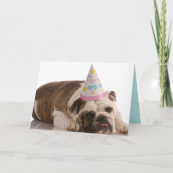 Happy Birthday Bull Dog Card by DoggieAvenue at Zazzle