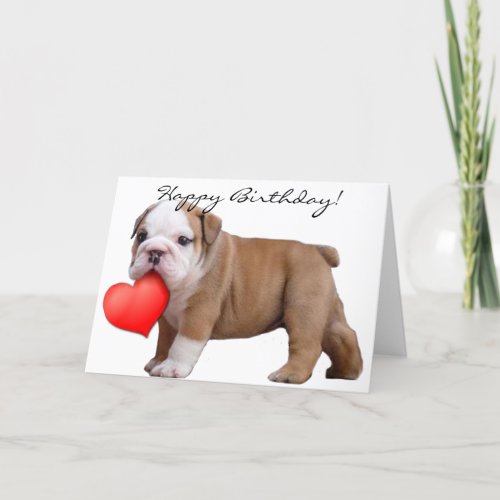 Happy Birthday Bulldog puppy greeting card