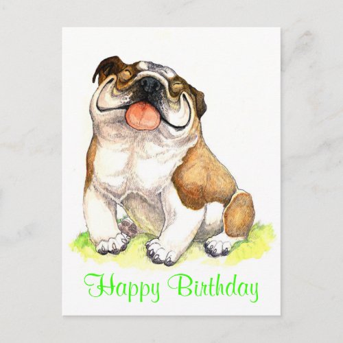 Happy Birthday Bulldog Puppy  Greeting Postcard