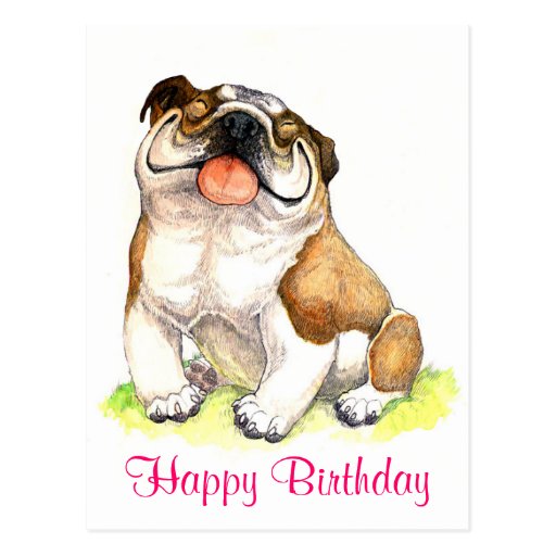 bulldog happy birthday meme Happy birthday bulldog puppy greeting postcard