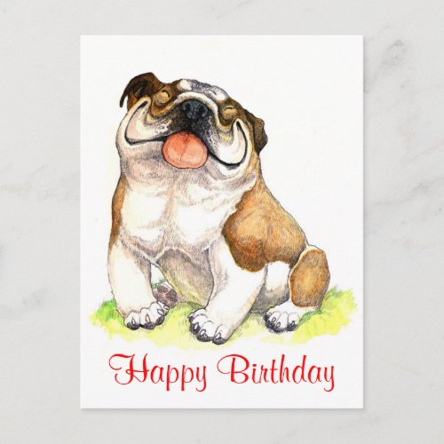 Happy Birthday Bulldog Puppy  Greeting Postcard