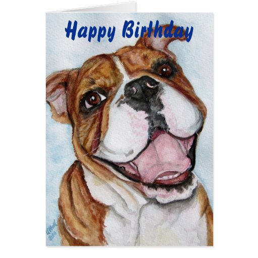 bulldog happy birthday meme Happy birthday bulldog puppy greeting postcard